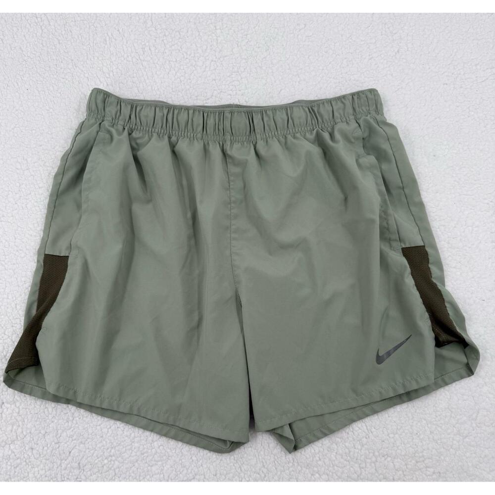 Nike DRI-FIT Green Elastic Waistband Side Mesh Panels Athletic Shorts Medium
